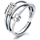 Ring Sterling Hot Stress Reliever Spinner Ring Adjustable Stacking Sterling Silver Bead Ring Fidget Anxiety Ring