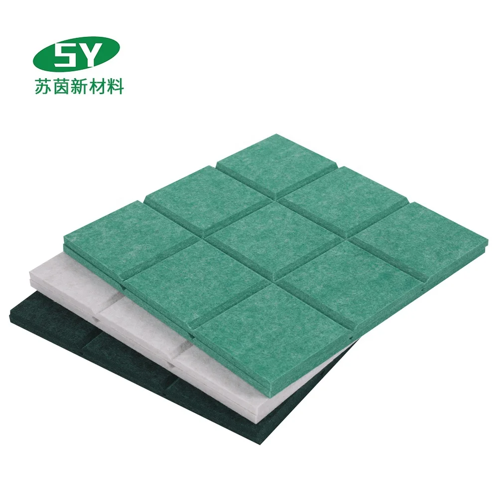 3D High-Density Gray Square Acoustic Panels Soundproof Wall Decoration Polyester Felt for Studios