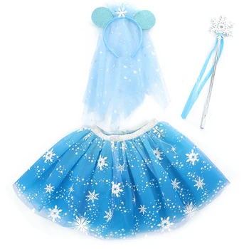 Little girls TV Movie costumes Mickey mouse snow fairy princess dress set with headband wings TUTU skirt