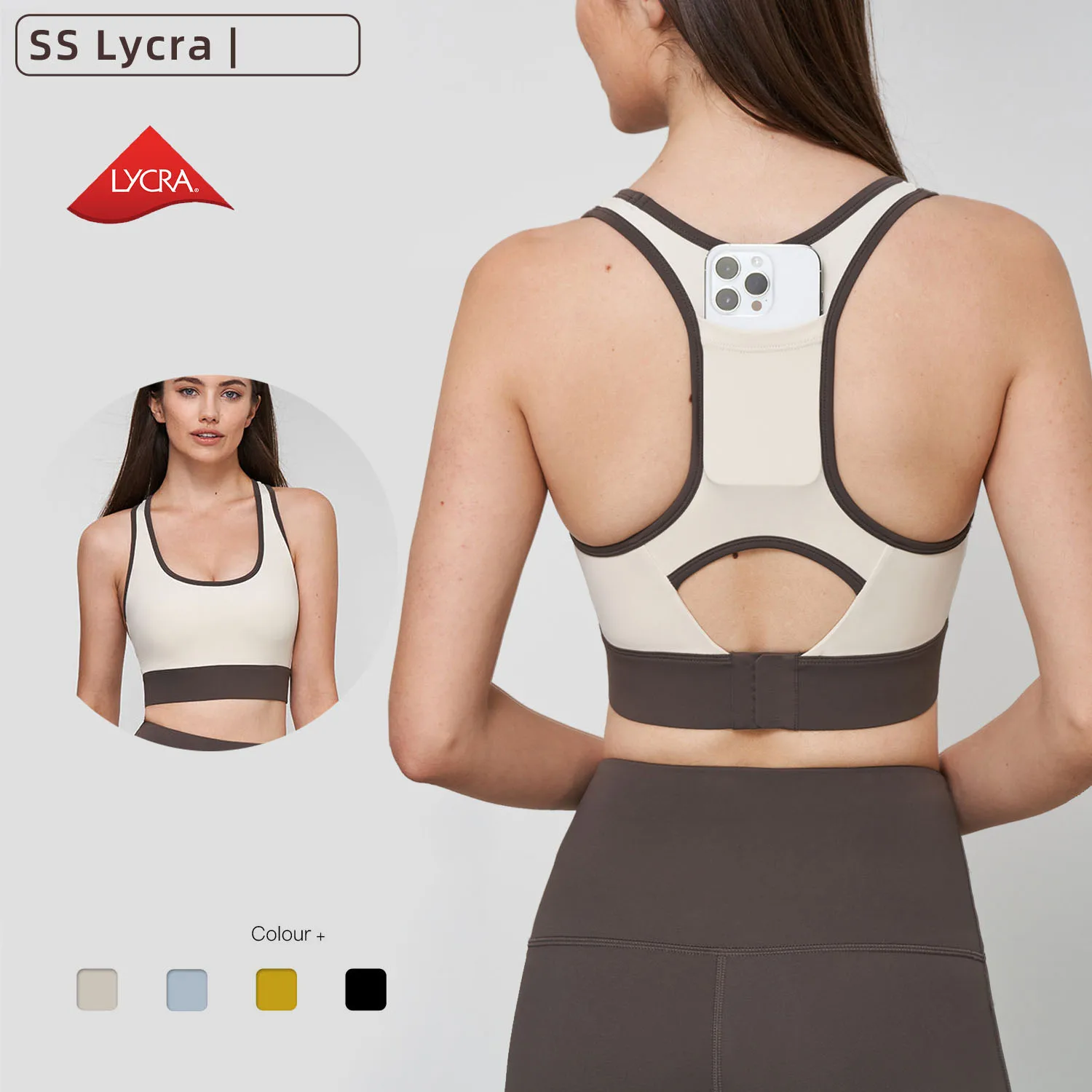 Adjustable Buckle Recycled Sports Bra Back Pockets Custom Yoga gym sportswear women Hollow Backless High sexy sports bras