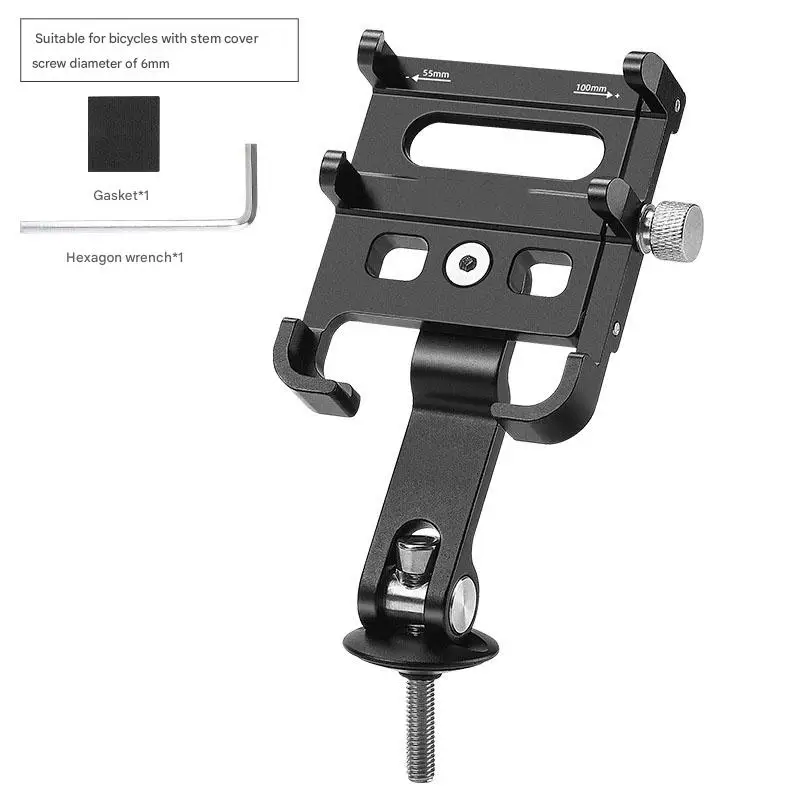 Universal Motorcycle Cell Phone Holder with Bottom Support Stainless Steel Black for Right Side Placement of Your Phone