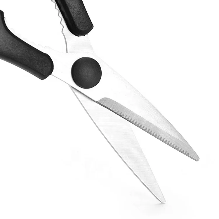 8 Inch 3Cr13 Stainless Steel with Black ABS Handle Kitchen Scissors Multi-functional Kitchen Shears