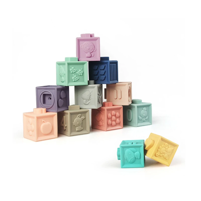 High Quality Educational Baby Cute Soft Building Blocks Stacker Toy Stacking Block, Silicone Stacking Toys, Stacked Toys