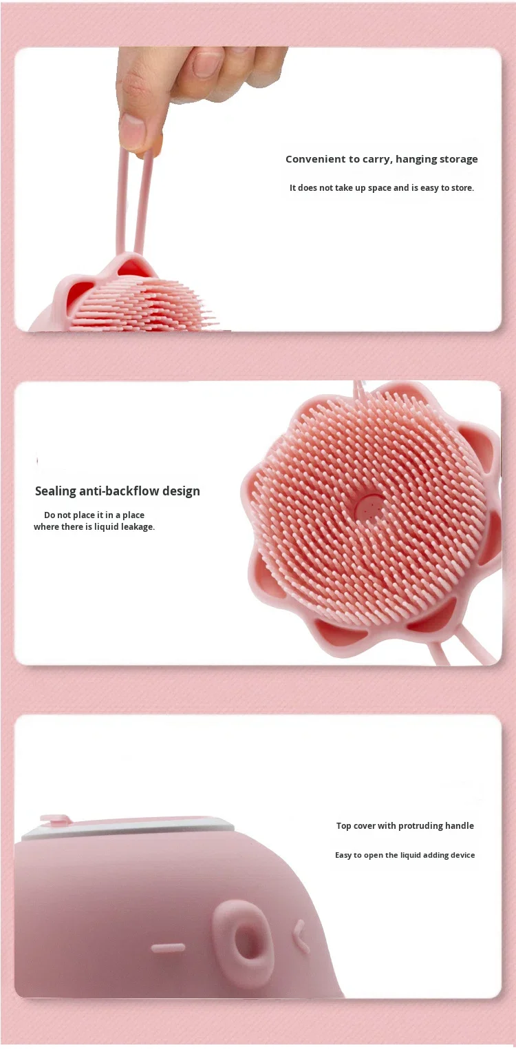 New Octopus-Shaped Silicone Bath Brush Soft-Bristle Baby Shampoo Brush Refillable Creative Bath Accessory factory