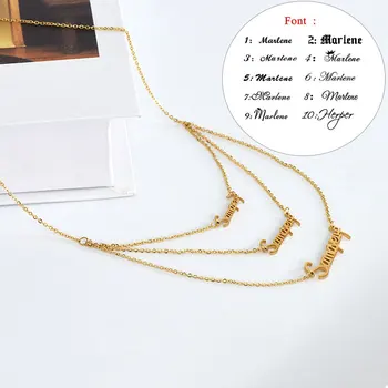 Charms Plated Letter Name Plate Necklace Gold Stainless Steel Customized Pure Gold Color Pendant Necklaces Link Chain Wedding