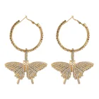 Earring Butterfly Earring Luxury Rhinestone Big Butterfly Hoop Earring