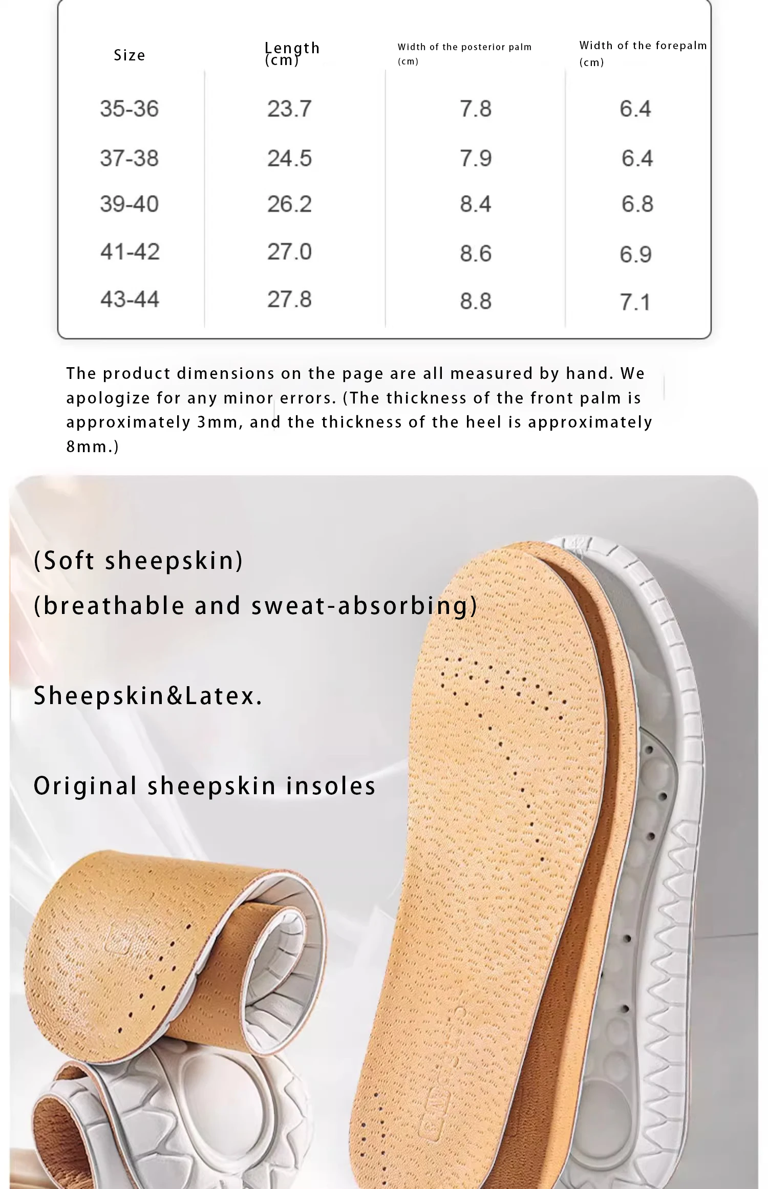 Summer New Product Top Layer Sheepskin Latex Insole Genuine Leather Sweat Absorbent Shock Absorbent Non Tiring Non Smelly Feet Summer New Product Top Layer Sheepskin Latex Insole Genuine Leather Sweat Absorbent Shock Absorbent Non Tiring Non Smelly Feet