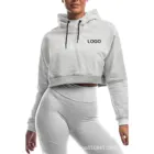 Hood HT Ladies Crop Top Hoodies Drawstring Hood Fitness Cropped Hoodies Women
