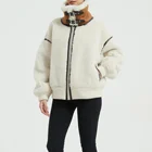 Ladies Jacket European Style Comfortable Ladies Casual Clothing In Winter Turn-Down Collar Faux Fur Fabric Motor Jacket
