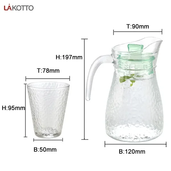 Hammer shape Tea infuser bottle juice fruit infusion kettle set drinking water jug carafe pitcher with lid and Drinking Glasses