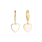 Huggie Hoop Popular Women Delicate Jewelry Gold Plated Silver 925 White Heart Drop Huggie Hoop Earrings
