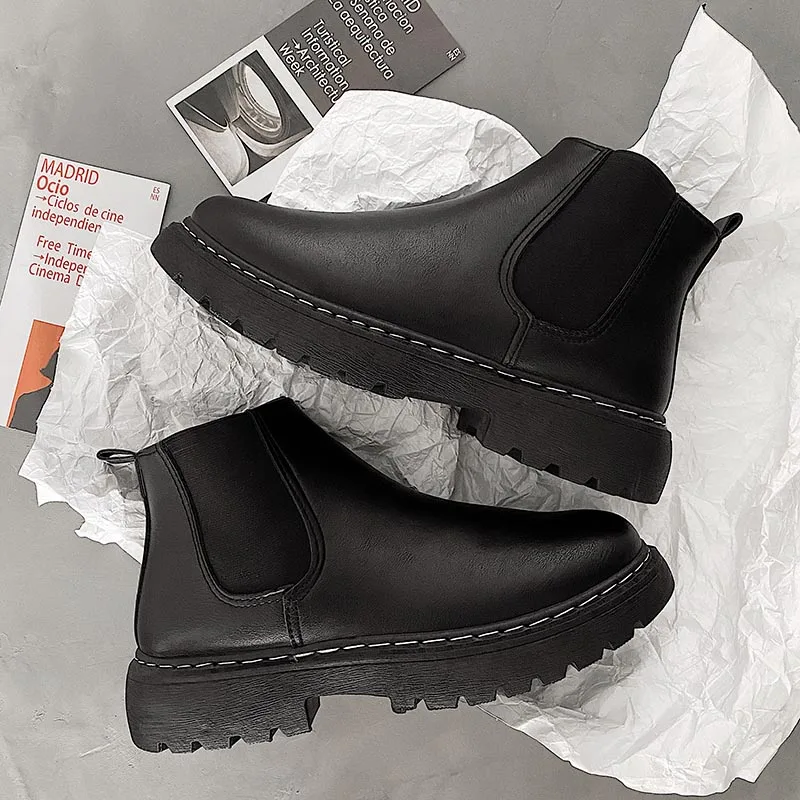wholesale waterproof rain boots Simple Style Casual Shoes Chelsea Black Men Boots