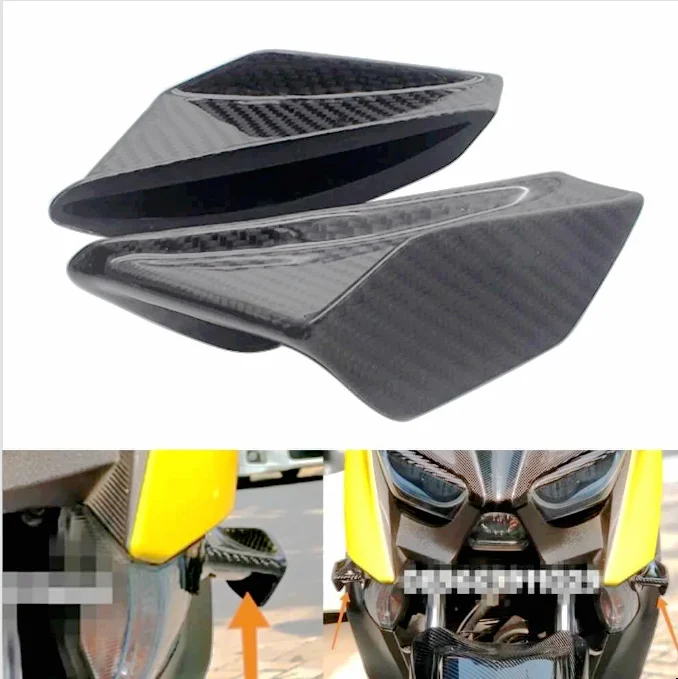 Black Motorcycle Fixed Wind Wing,1 Pair Universal Motorcycle Winglet Aerodynamic Wing Kit Fit 