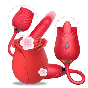 Clit Sucker lick Rose Sex Toy Rose Vibrator massage Dildo 2 in 1 For Women Rose Sex adult Toy Vibrator