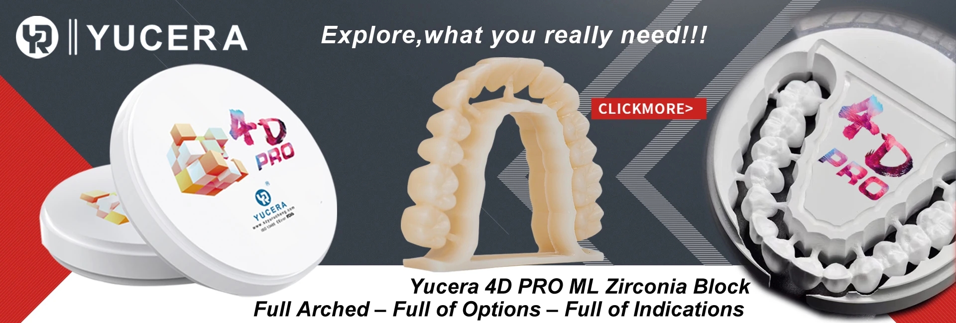 YUCERA 4D PRO Multilayer Zirconia Block Customized Dental Cad Cam Dental Laboratory Multi-layered Zirconia Block