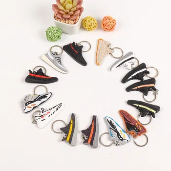 Custom Logo 2D/3D Soft PVC Keychain Basketball Yeez Pvc Mini Sports Sneaker Keyring Shoe boots Key Chains