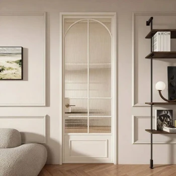 ALUFRONT  Commercial Retro French Aluminum Entry Door with Soundproof & Insulated Glass Swing Doors for Living Room & Bathroom