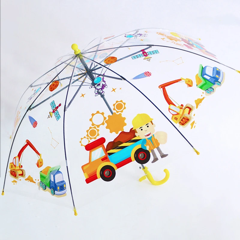 DD2731 ,Transparent Dome Safety Windproof Umbrella with Easy-Grip Hook Handle Kids Umbrella Clear Bubble Umbrellas for Rain