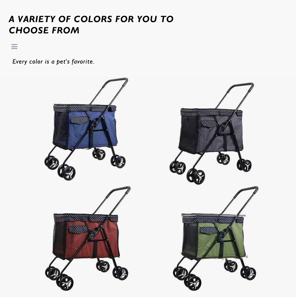300D Oxford Cloth Foldable Pet Stroller 15KG Capacity Spacious for Cats and Dogs with Brake Storage Bag Pet Products factory