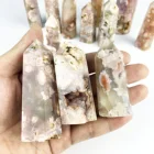 Agate High Quality Natural Flower Agate Crystal Wand Cherry Blossom Agate Tower Point