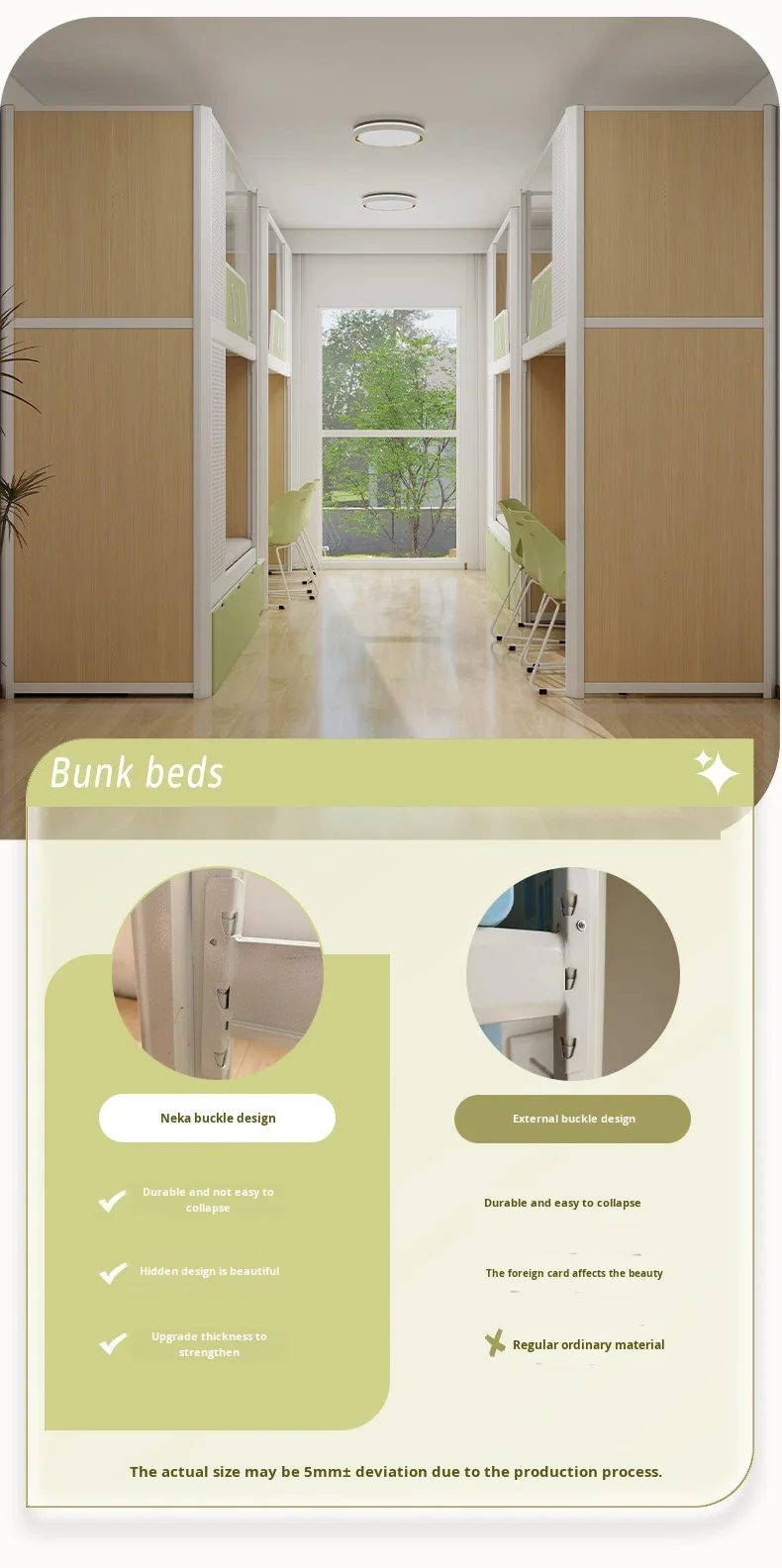 product modern three person iron frame bunk bed student dormitory apartment bed with desk-2