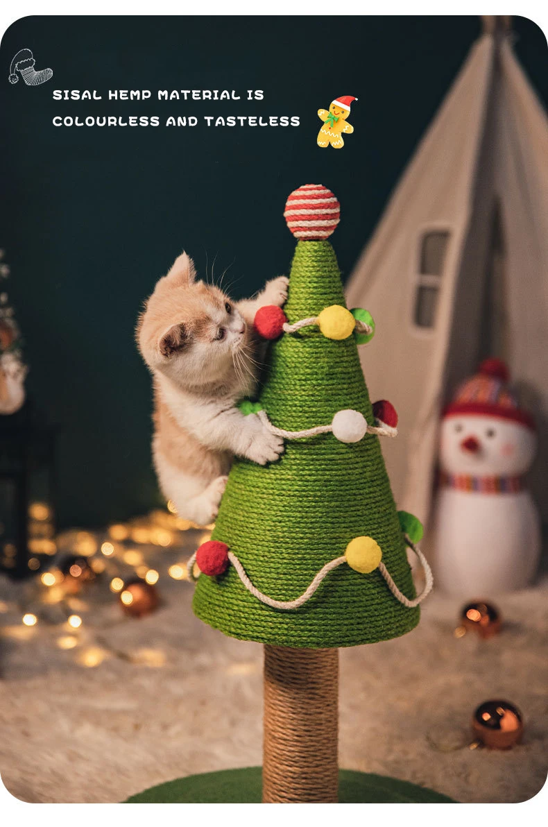 Christmas Cat Climbing Scratching Board Cute Design Cat Scratching Tree Frame Wear-resistant Sisal Cat Scratching Toy supplier