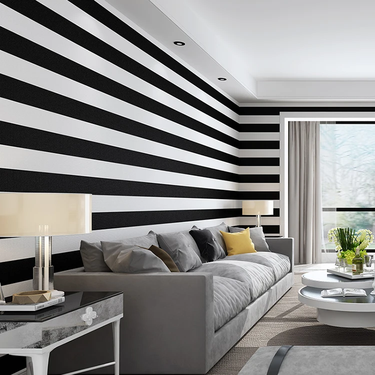 Living Room Coffee Clothing Shop Background Wallpaper Black And White  Vertical Horizontal Stripes Non-woven Wallpaper - Buy Luxury Non-woven  Wallpaper,Black And White Vinyl Wallpaper,Living Room 3d Wallpaper Product  on 