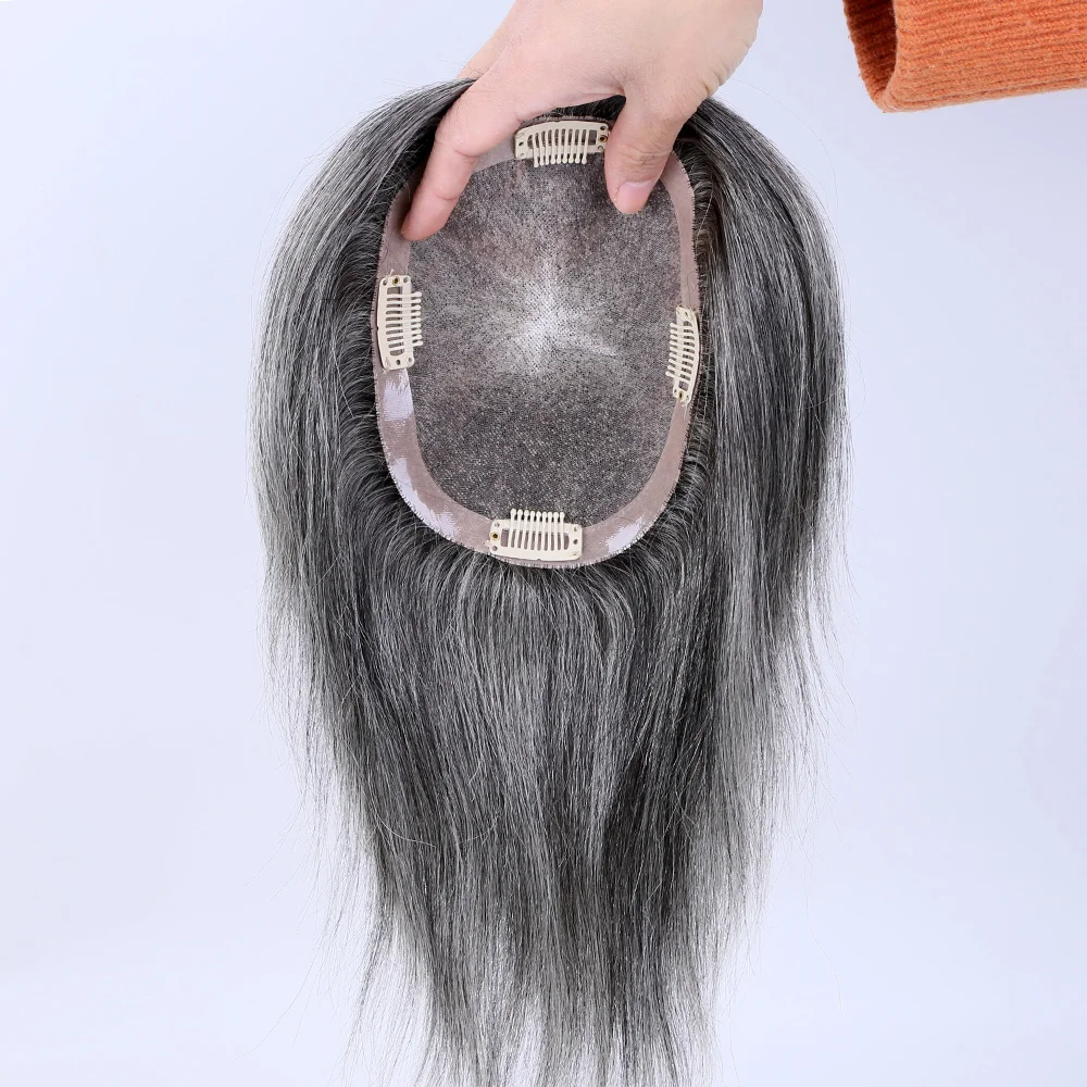 Popular 8 Inches Short Style Mono Gray Hair Topper For Women Grey Human Hair  Monofilament Toppers With Pu Around - Buy Grey Human Hair Toppers,Monofilament  Topper,Gray Hair Topper Product on 