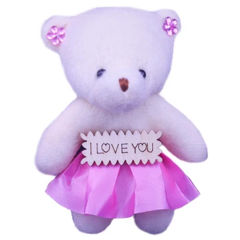 Custom Logo Cute Mini Bear Plush Toys with I Love U Words for Valentines Day Gifts Kawaii Tiny Dressed Animal Bear Dolls