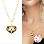 New Eyes Pendant ROXI New Design Enamel Material Heart Charm Engraved With Eyes Shape Pendant For Necklace