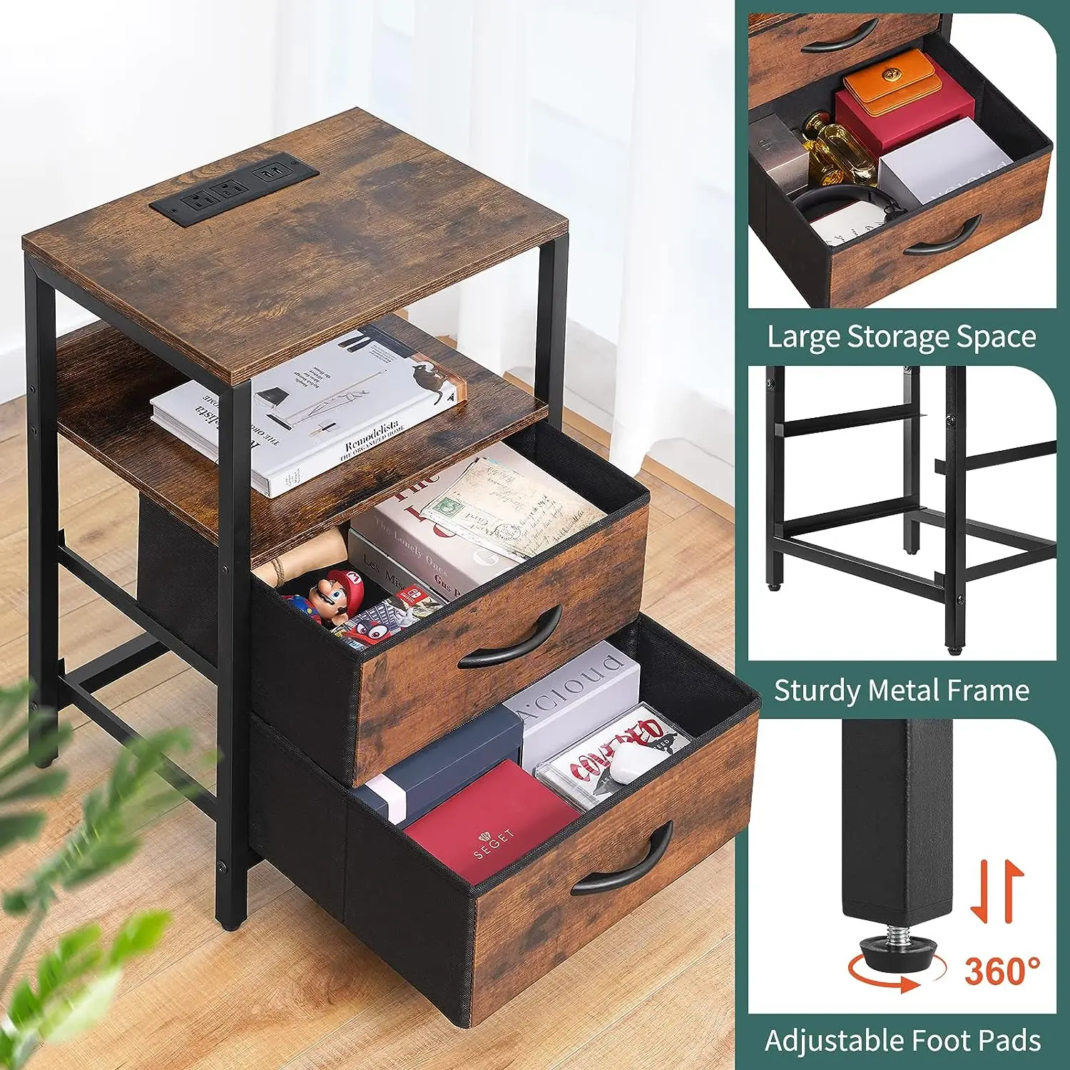 YQ Wholesale Drawers Shelves Entryway Storage Stable Metal Frame Living Room Storage Cabinet Furniture for Living Room