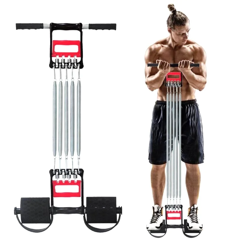 Chest Expander Dual Purpose 5 Springs Arm Exercise Equipment for Men Upper Body Exercise Biceps Workout Equipment Home Fitness Equipment Men 