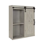 Rustic Gray Wood Wall Storage Cabinet With Sliding Barn Door Rustic Gray Wooden Crates Decorative