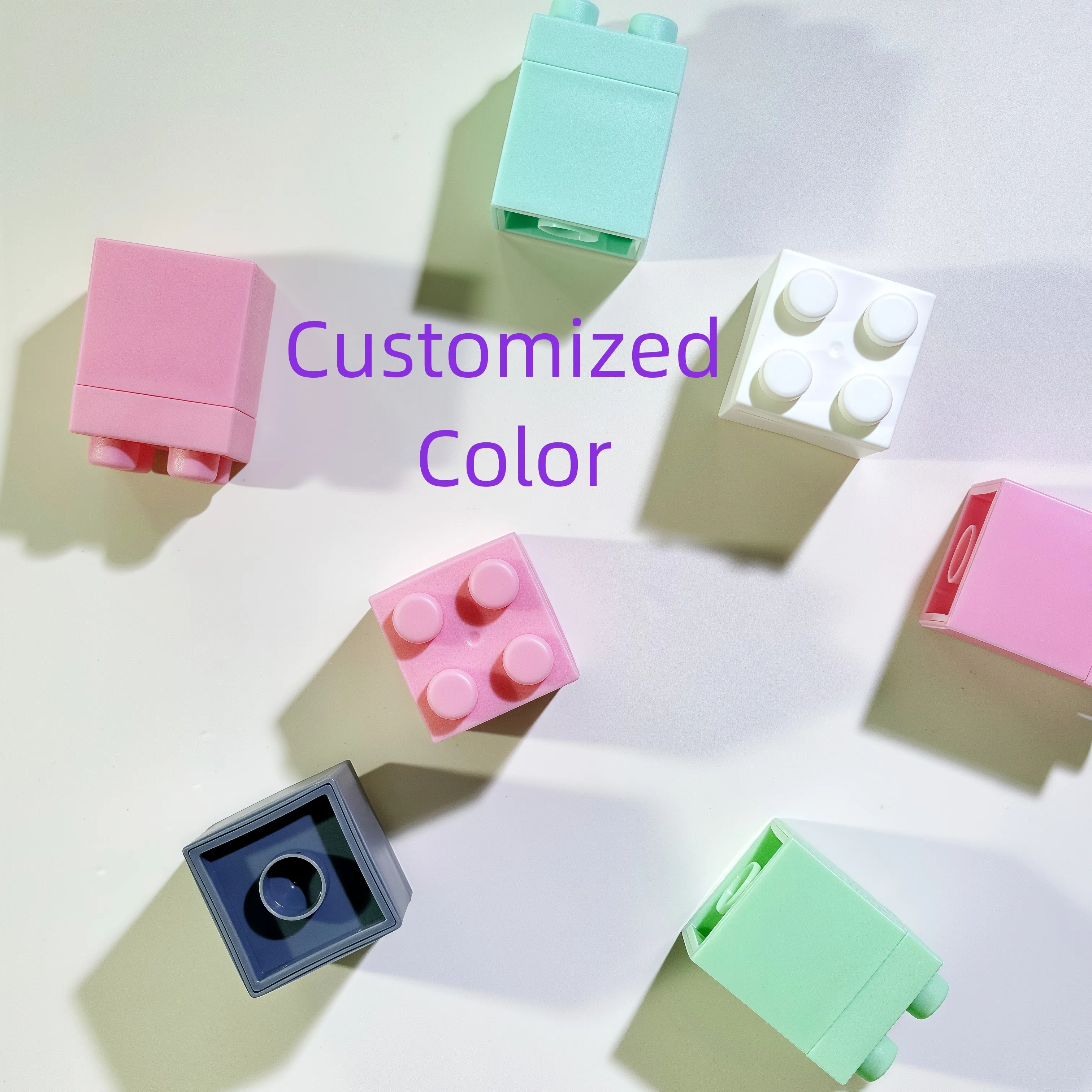 Disposable Plastic PP Cosmetic Cup with 8ml Capacity Food Grade Building Block Design for Facial Cream Lotion