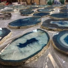 Agate Agateagate Natural Grey Agate Drinks Coaster Platter Gilded With Gold Leaf Edging 10 Inch