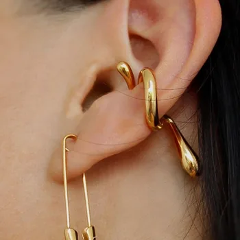 Aimgal Titanium steel 18k gold plating tarnish free irregular ear bone clip without ear hole ear clip