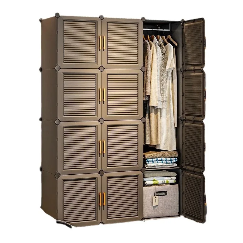 Simple Design of Bedroom Clothing Patchwork Wardrobe Assemble plastic children's storage cabinets with cloth wardrobes