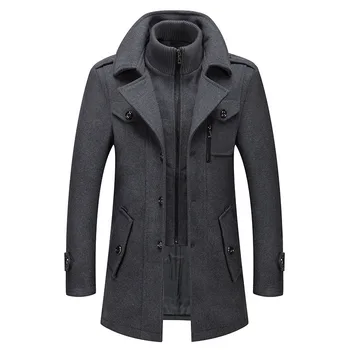 Autumn and winter men's collar wool coat long winter warm jacket plus size outerwear