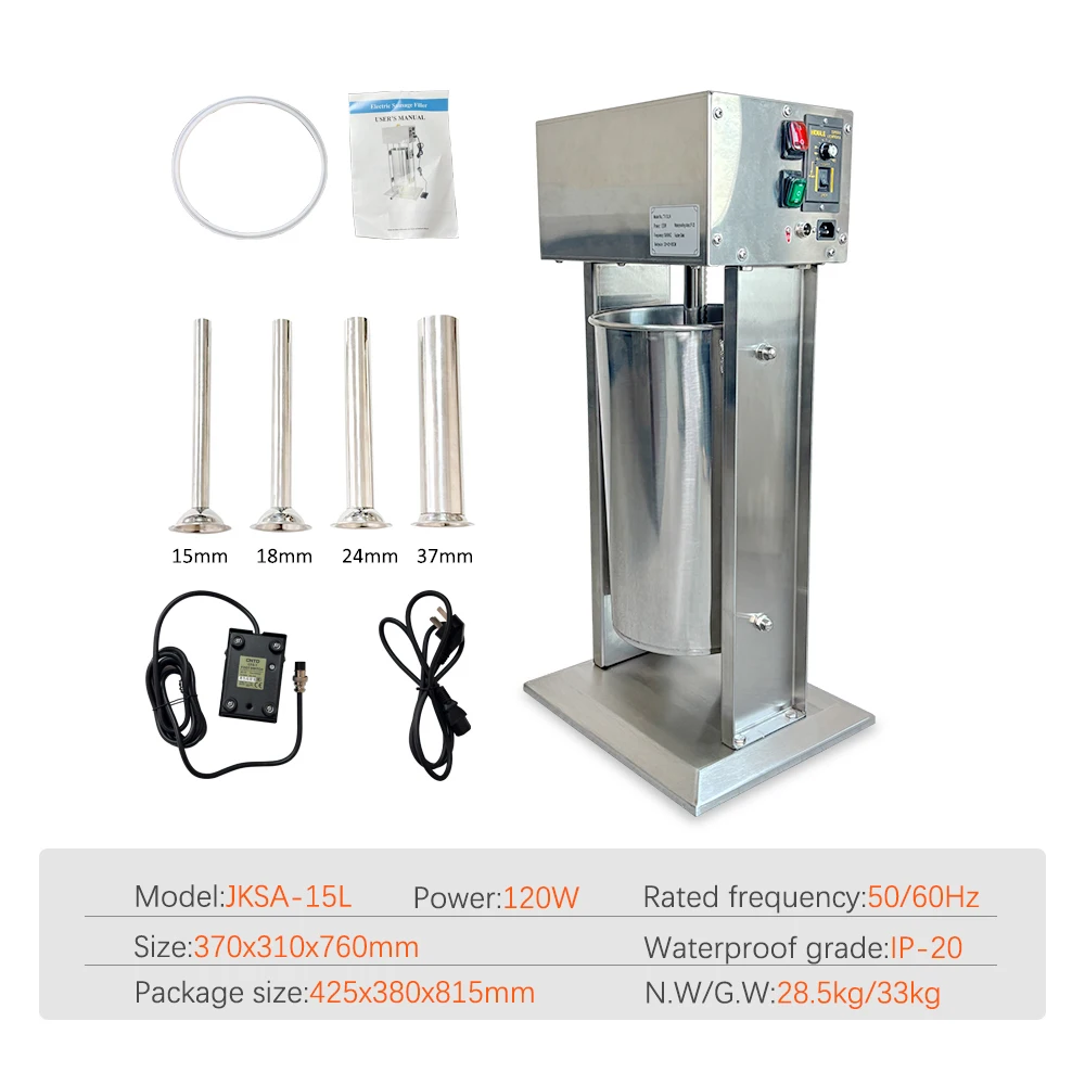 15L Stainless Steel Electric Vacuum Sausage Filler Machine New Condition Meat Stuffer Pump Motor Core Hotels Factories manufacture