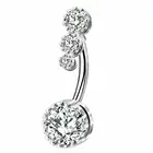 Navel Belly Navel Piercing Jeweled Zircon Prong Setting Stainless Steel Belly Rings Navel Piercing