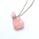 Necklace With Gemstones Essential Oil Bottle Necklace Natural Rose Quartz Gemstone Necklace With Silver Chain