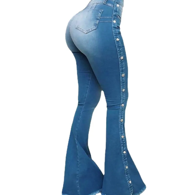 wholesale bell bottom suits flare jacket straight jeans trousers denim low rise loose cargo blue jeans leggings jeans women