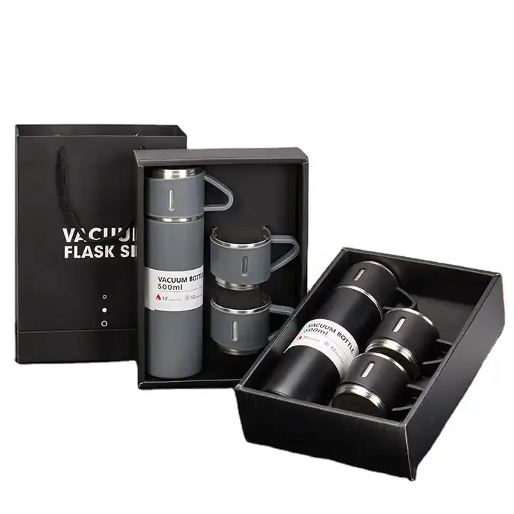 Business Party Gift set bottle 304 stainless steel vacuum cup thermos ceramic mug with stainless steel