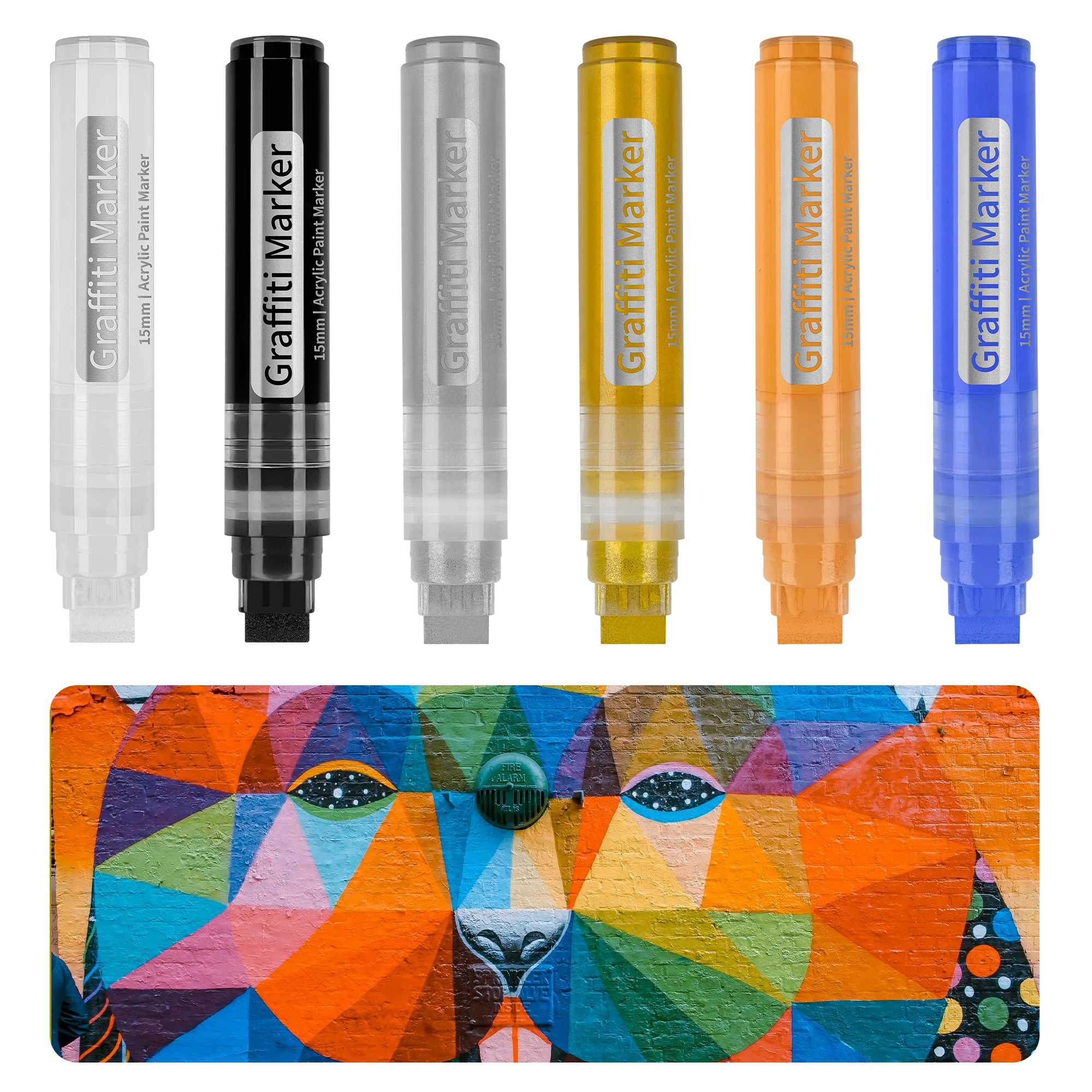 Jumbo Colored Marker, 15mm Jumbo Felt Tip, Waterproof and Permanent Ink Acrylic Paint Marker Pens for Rock Painting, Stone, Cera