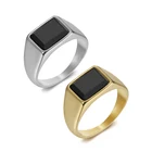 Black Ring Men's Ring New Products In Stock Natural Stone Black Agate Onyx Gold Vermeil Men's Ring Jewelry