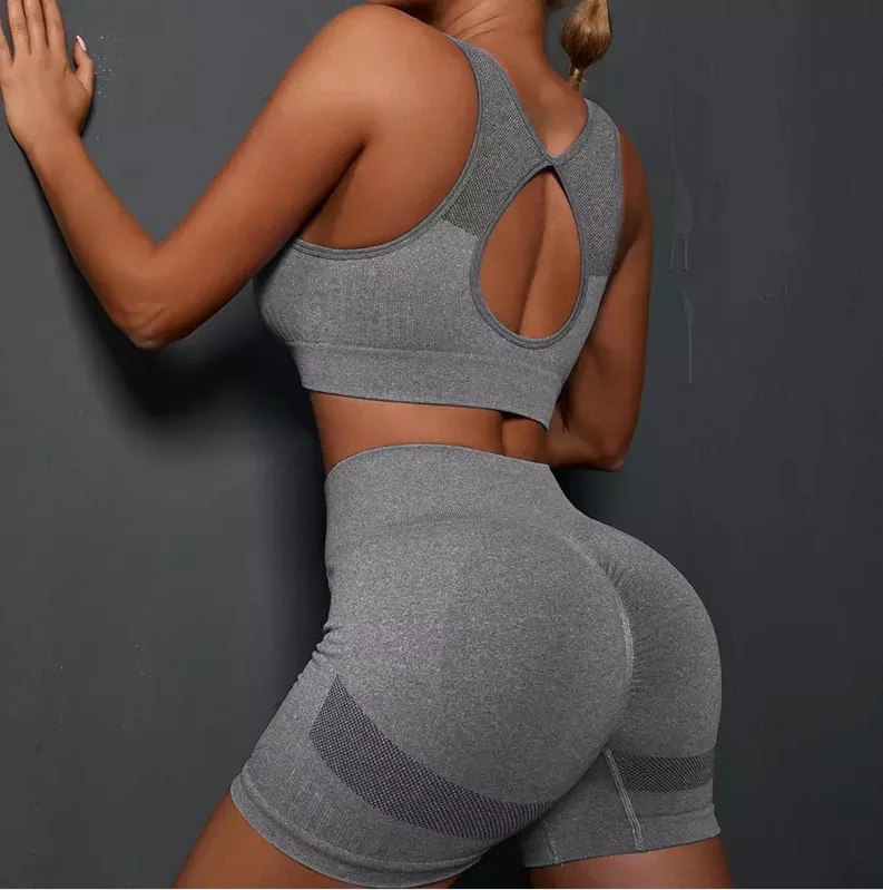 New Tight-fitting Sports Shorts Gym Womens Fitness Clothing Slim Fit Sexy Sports Bra Yoga Wear Set