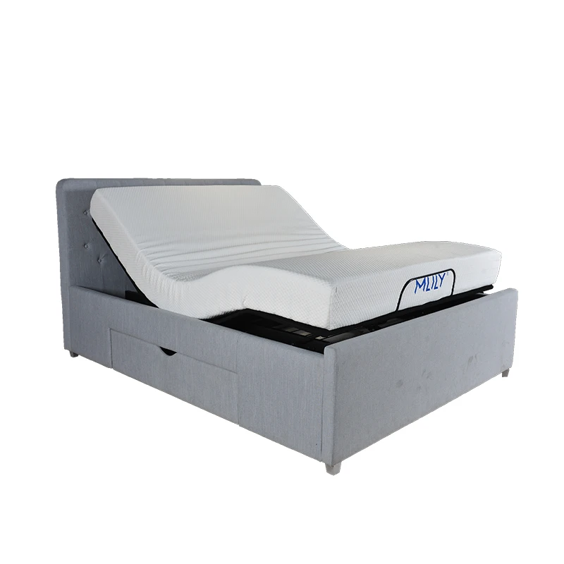 Memory Foam Mattress Solid Wood Bed Electric Adjustable Bed Set
