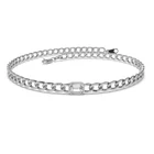 Silver Silver Gemnel Emerald Cut Diamond 925 Silver Gold Plated Cuban Link Bracelet