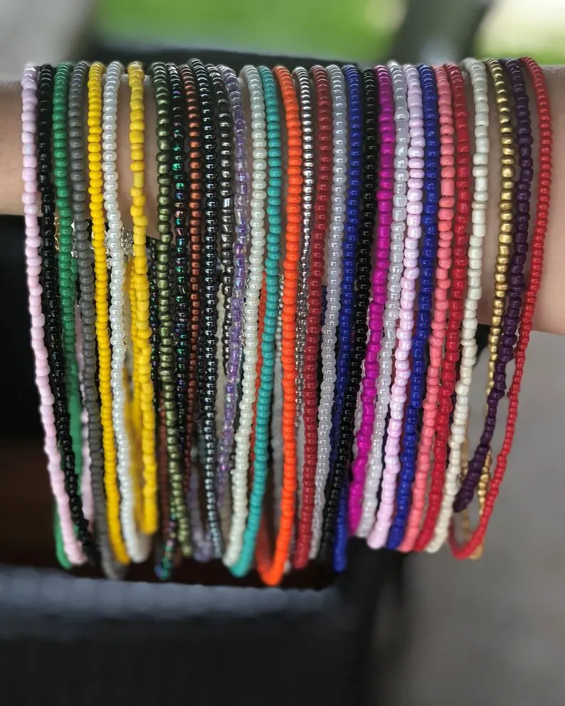 Multi-Color Acrylic Beads Multi-Layer Bracelet Purple Silk Cord Jewelry 