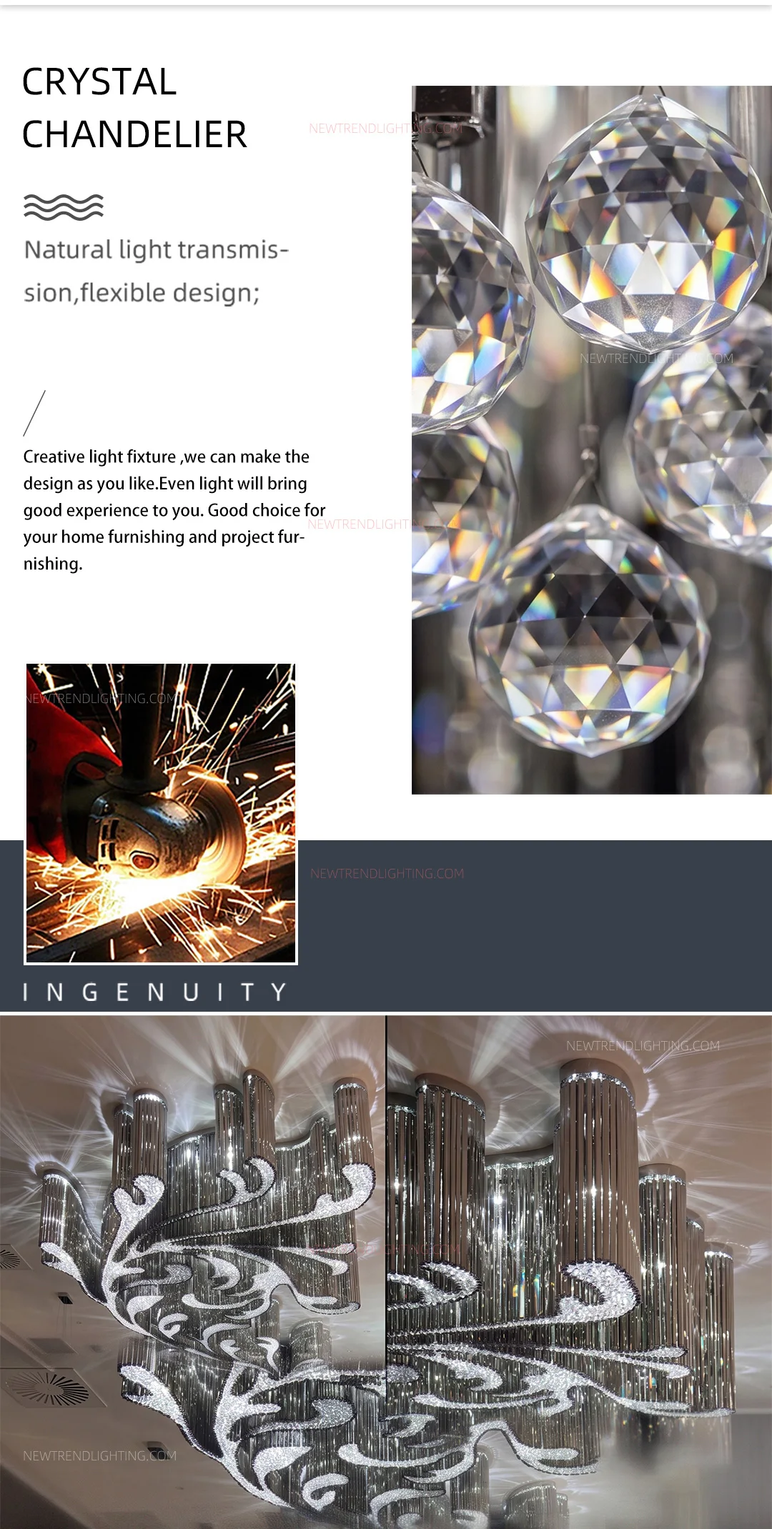 cpl 513 custom sculptural crystal chandelier oversized bespoke led ceiling lighting manufacturer for hotel lobbies-1